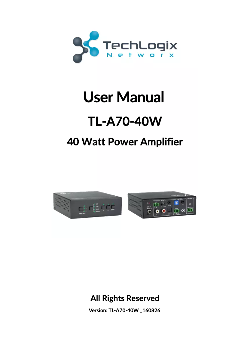 First page image of the manual for TL-A70-40W