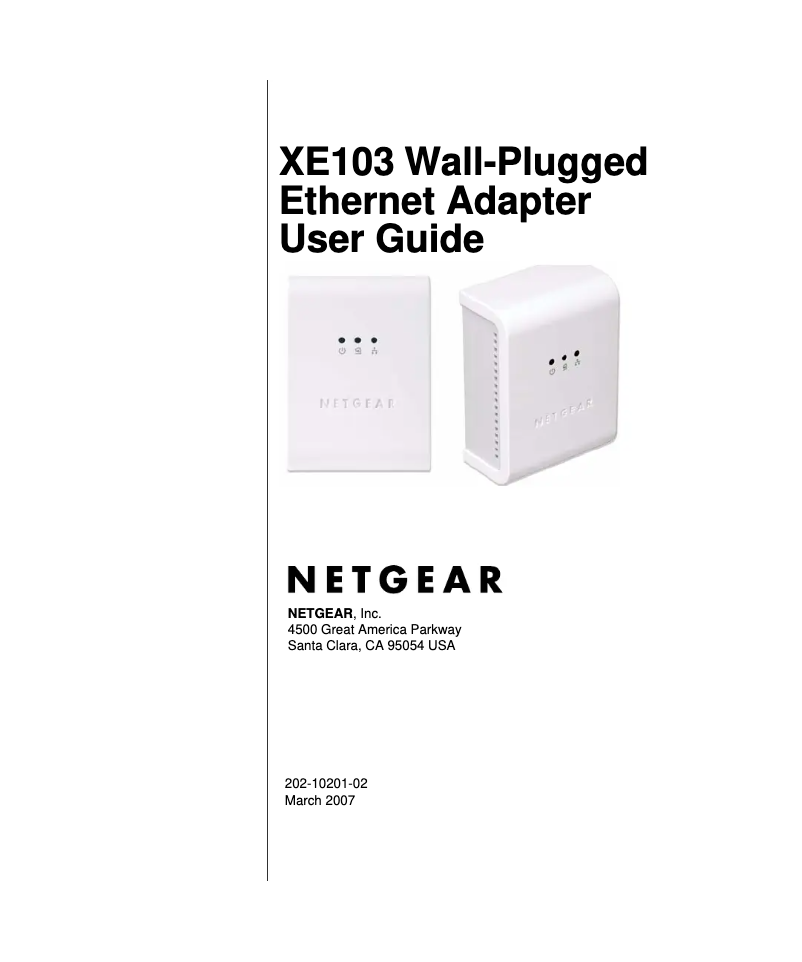 Page 1 of the manual User Manual Netgear XE103