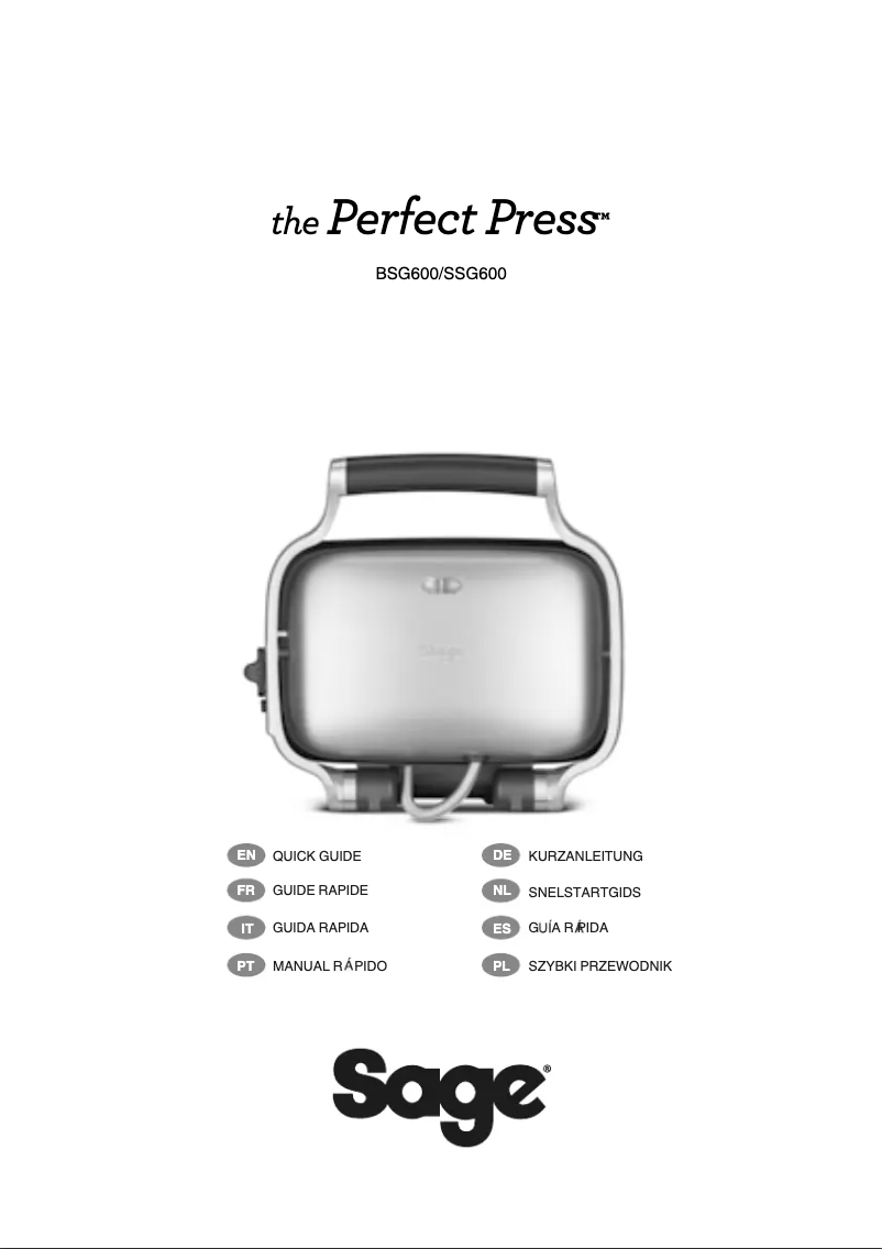 First page image of the manual for The Perfect Press BSG600