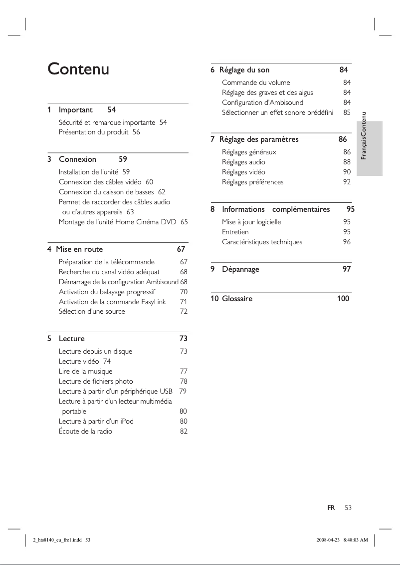 Page 1 of the manual User Manual Philips SoundBar HTS8140