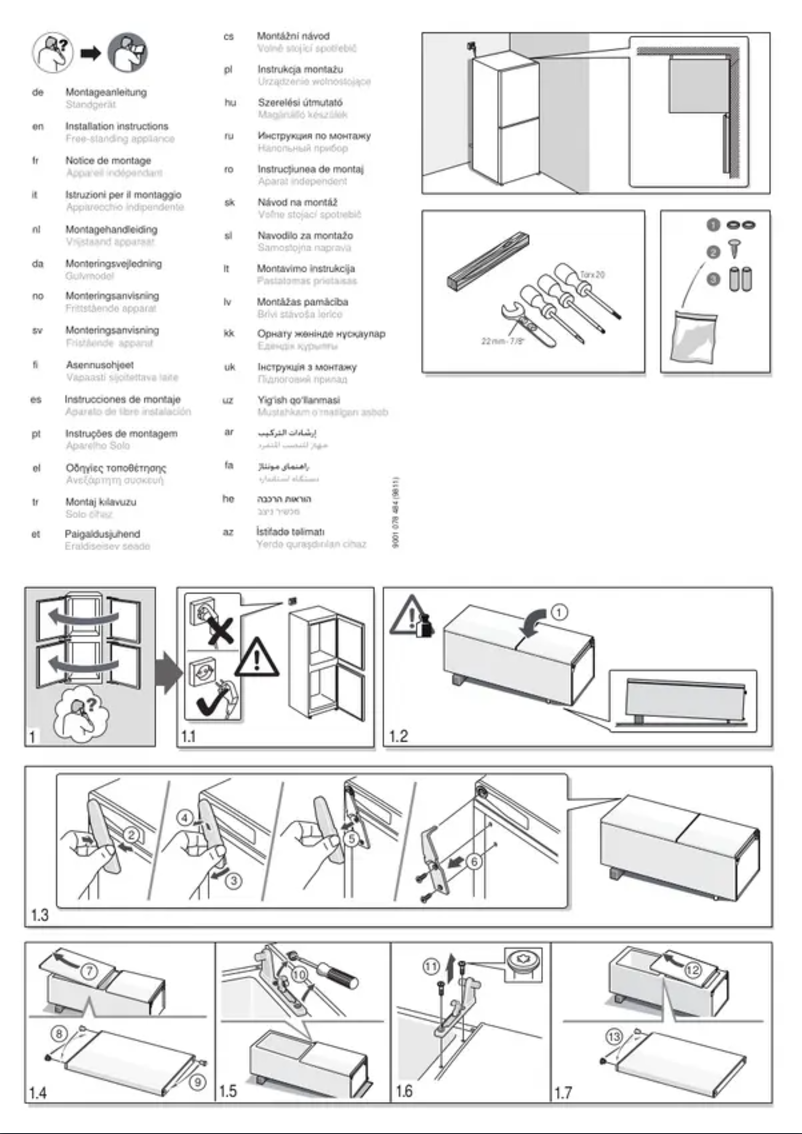 Page 1 of the manual Installation Guide Bosch KGN34NL3AG