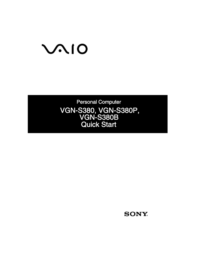 Page 1 of the manual Installation Guide Sony Vaio VGN-S380P24