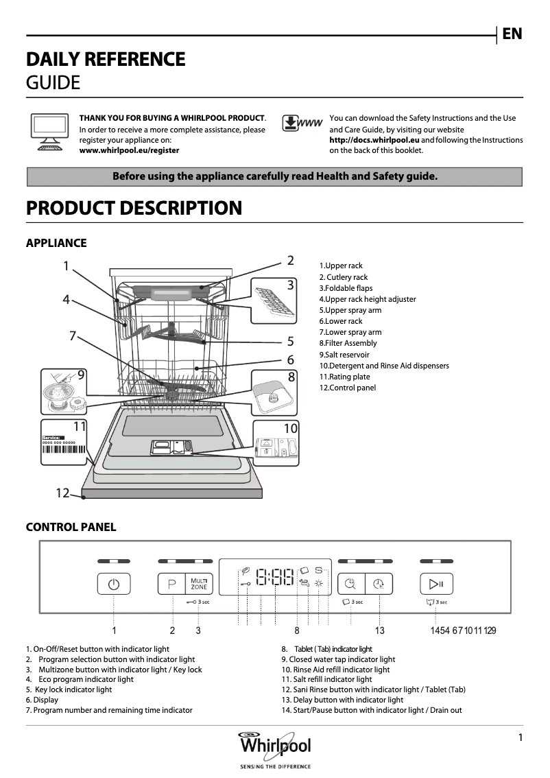 Page 1 of the manual User Manual Whirlpool WFC 3C26 F