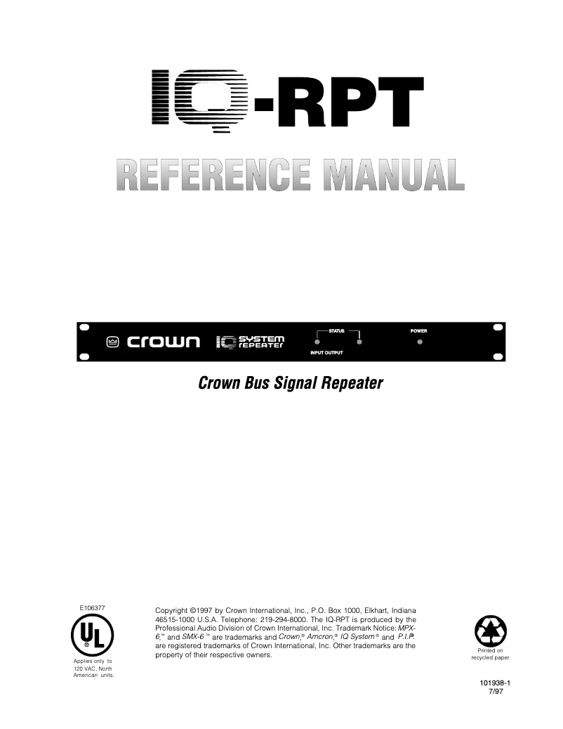 First page image of the manual for IQ-RPT