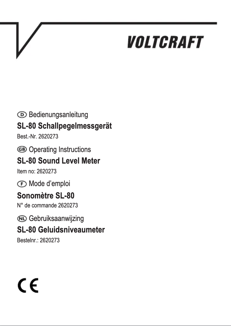 Page 1 of the manual User Manual Voltcraft SL-80