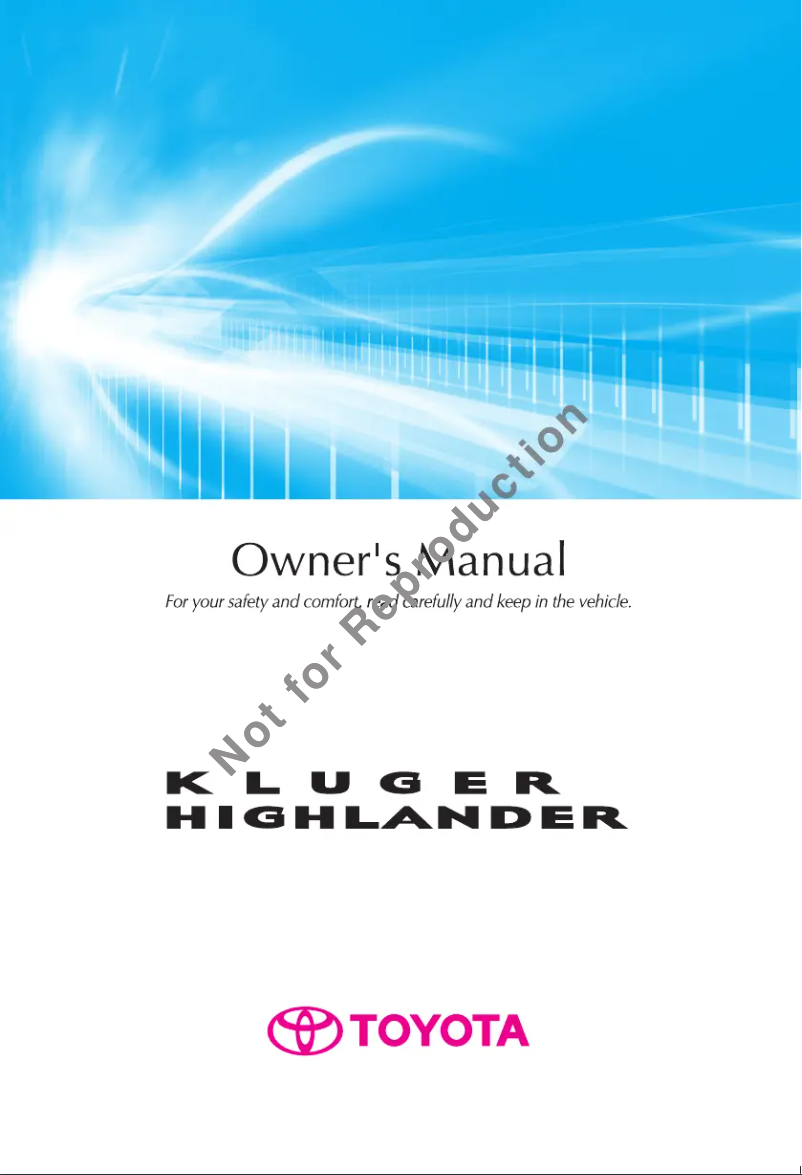Page 1 of the manual User Manual Toyota Kluger (2013)
