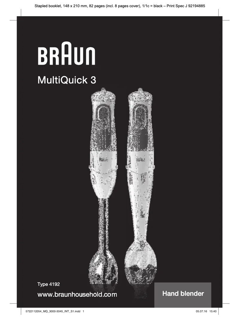 Page 1 of the manual User Manual Braun Multiquick 3 MQ 3000