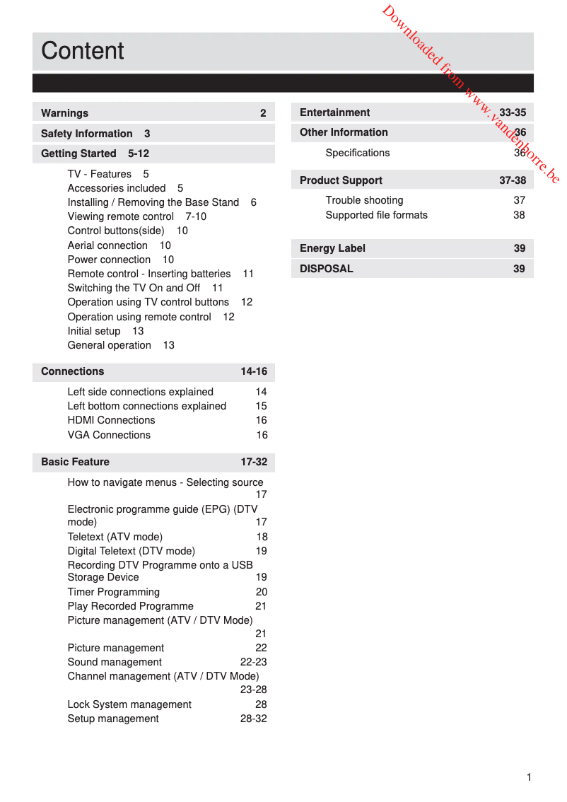 Page 1 of the manual User Manual JVC LT-28HA82U