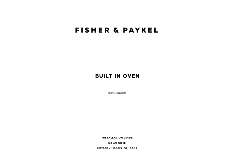 Page 1 of the manual Installation Guide Fisher & Paykel OB60DDEX4