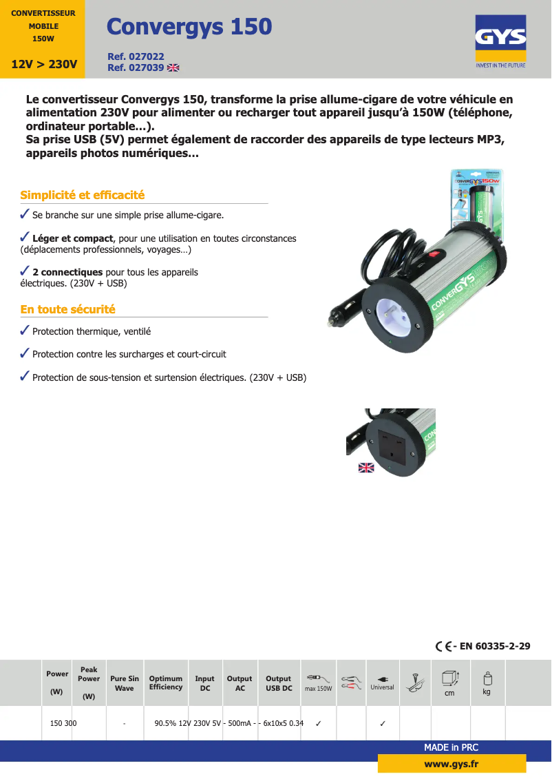 Image de la première page du manuel de l'appareil Convergys 150