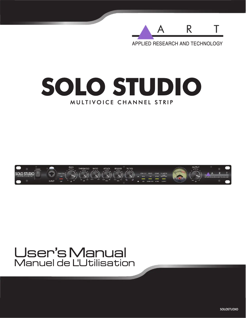 Page 1 of the manual User Manual ART SOLO STUDIO