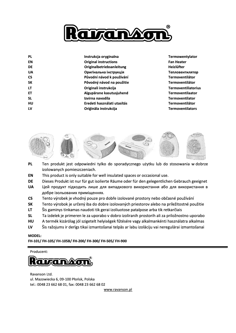 First page image of the manual for FH-400