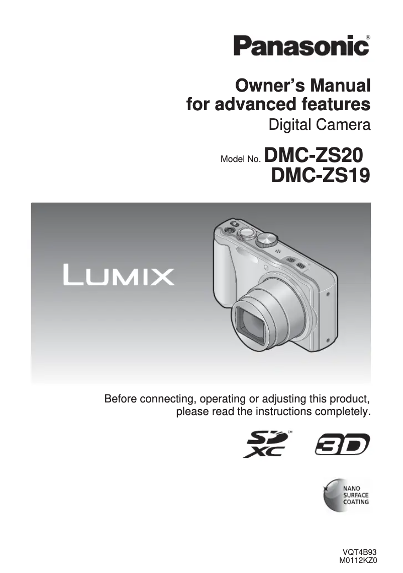First page image of the manual for Lumix DMC-ZS19