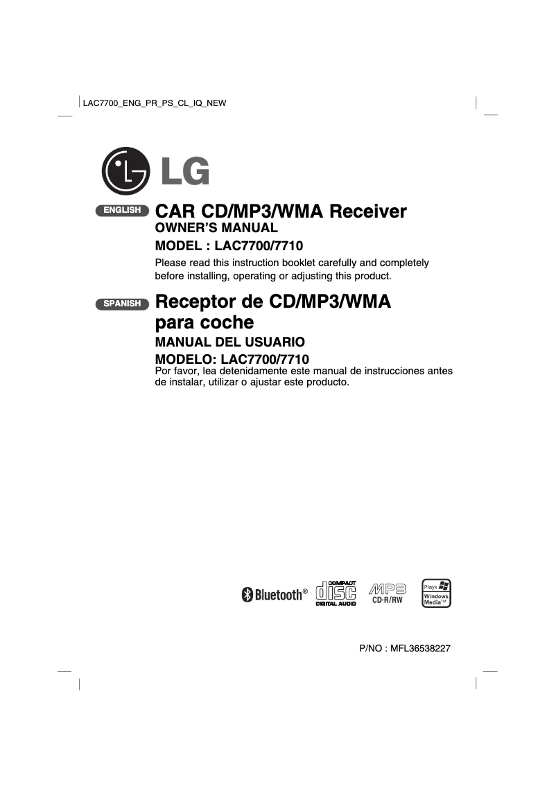 First page image of the manual for LAC7710