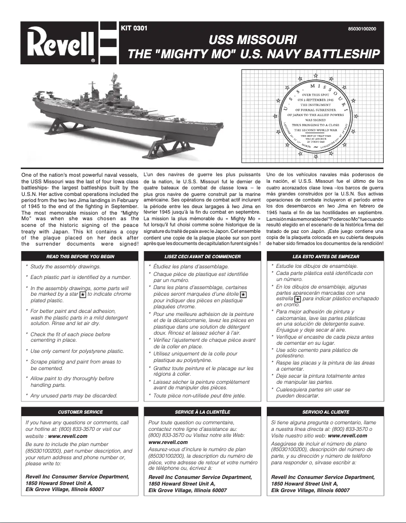 Page 1 of the manual User Manual Revell USS Missouri Battleship