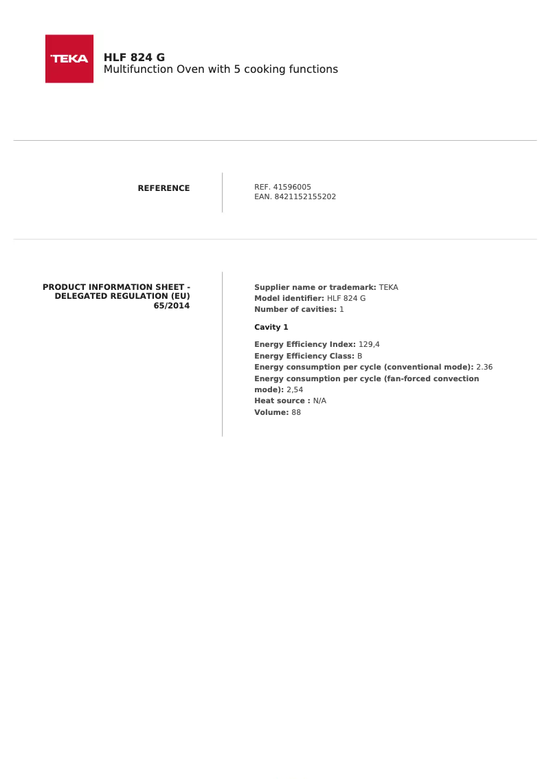 First page image of the manual for HLF 824 G