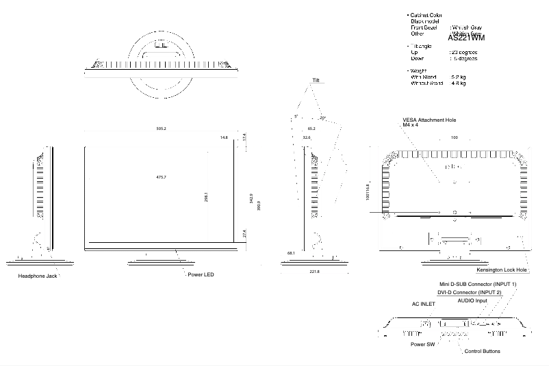 First page image of the manual for AccuSync AS221WM