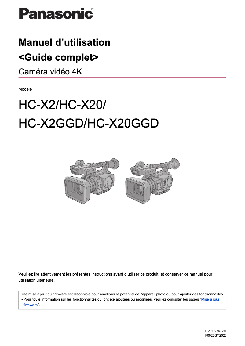 First page image of the manual for HC-X2E