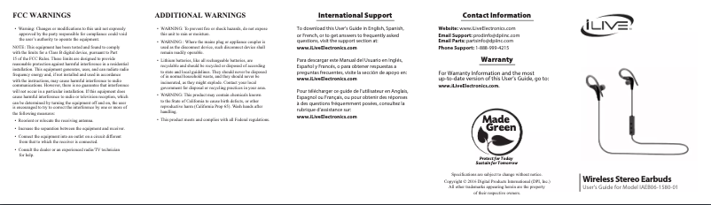 Page 1 of the manual User Manual iLive IAEB06