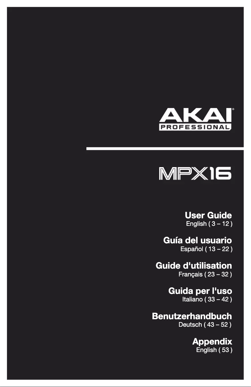 Page 1 of the manual User Manual AKAI MPX16