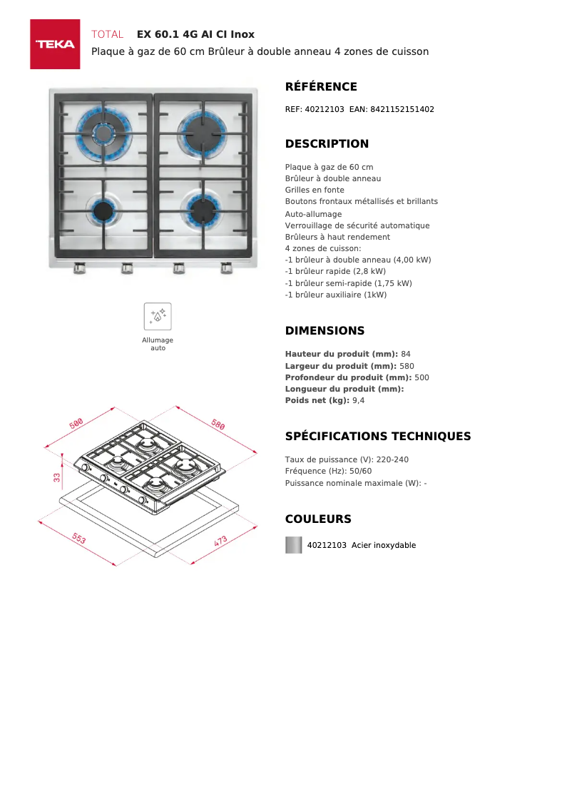 First page image of the manual for EX 60.1 4G AI AL CI