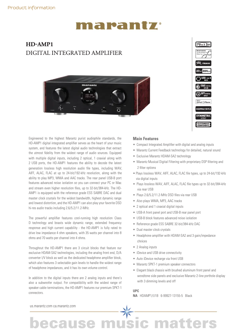First page image of the manual for HD-AMP1