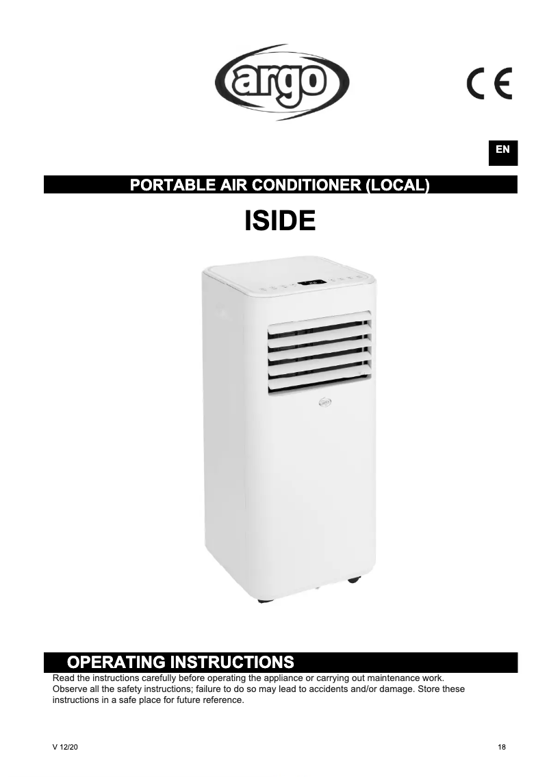 Page 1 of the manual User Manual Argoclima Iside