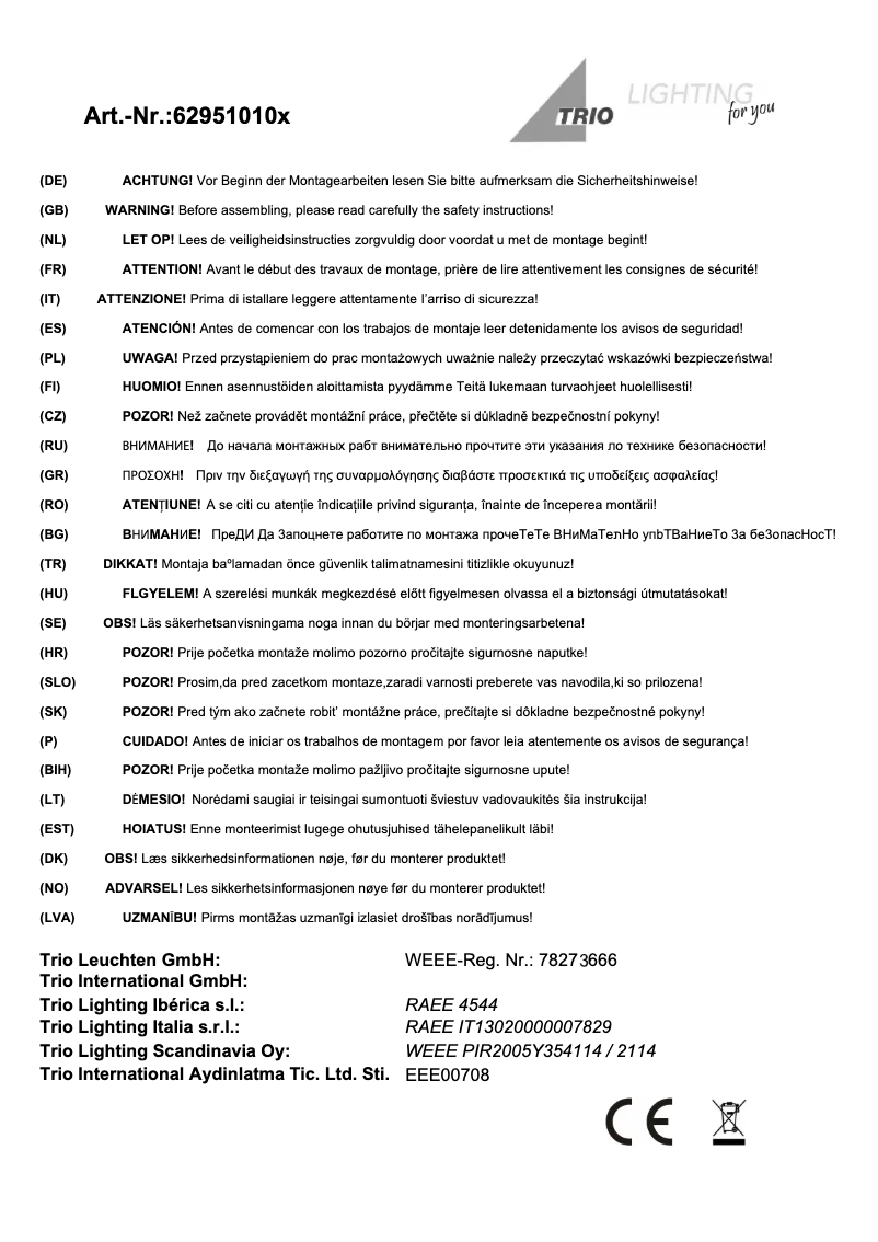 First page image of the manual for Compo 629510105