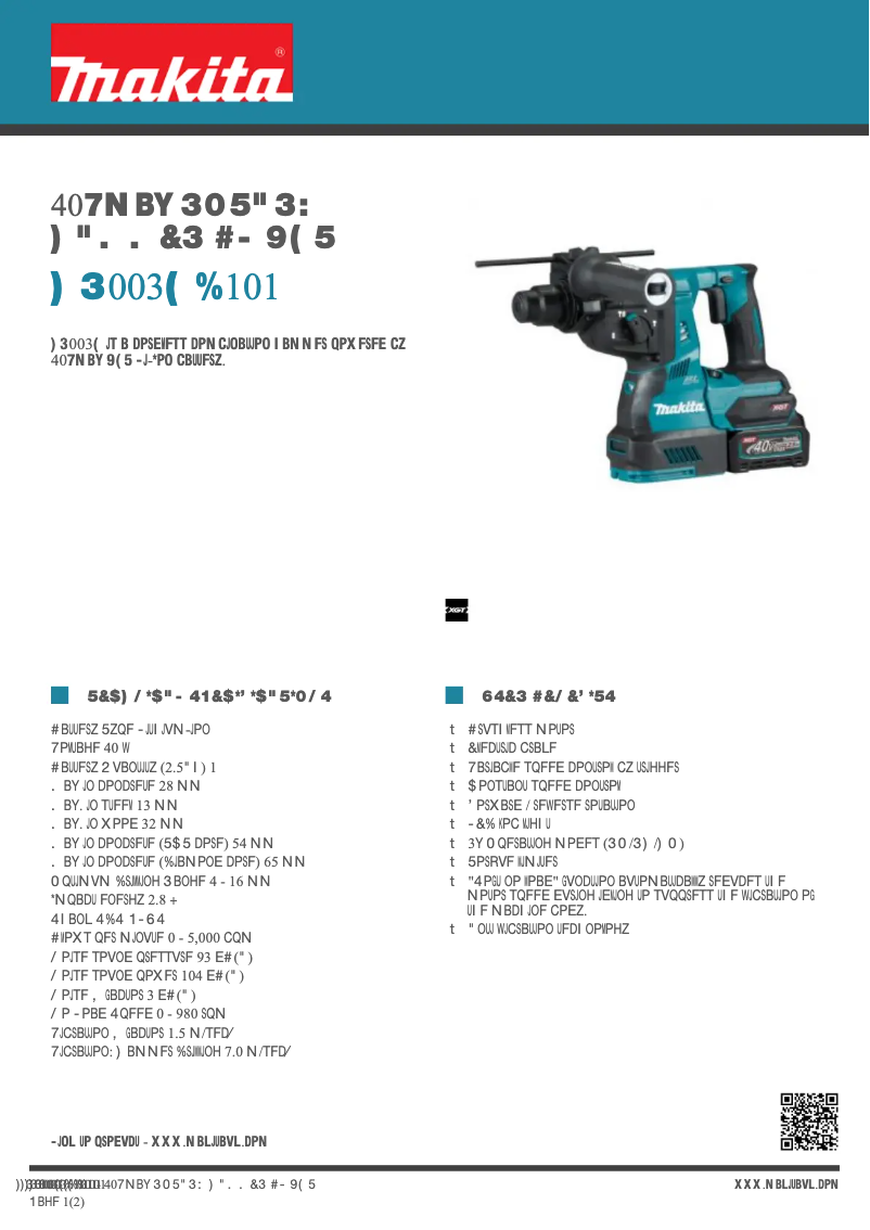 Page 1 of the manual Technical Sheet Makita HR003GD101