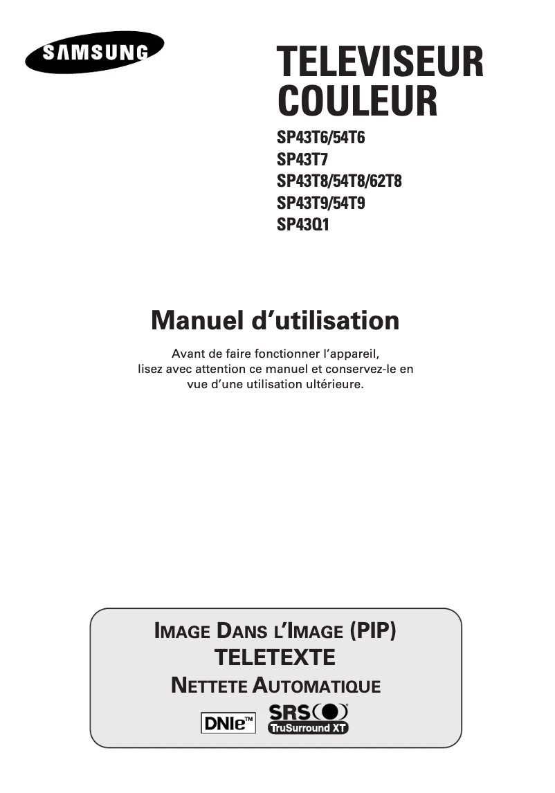 First page image of the manual for SP-54T9HE