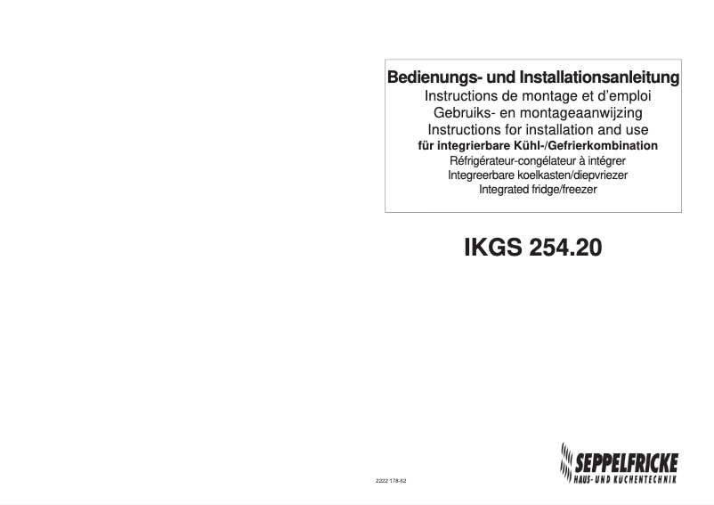 First page image of the manual for IKS 254.20