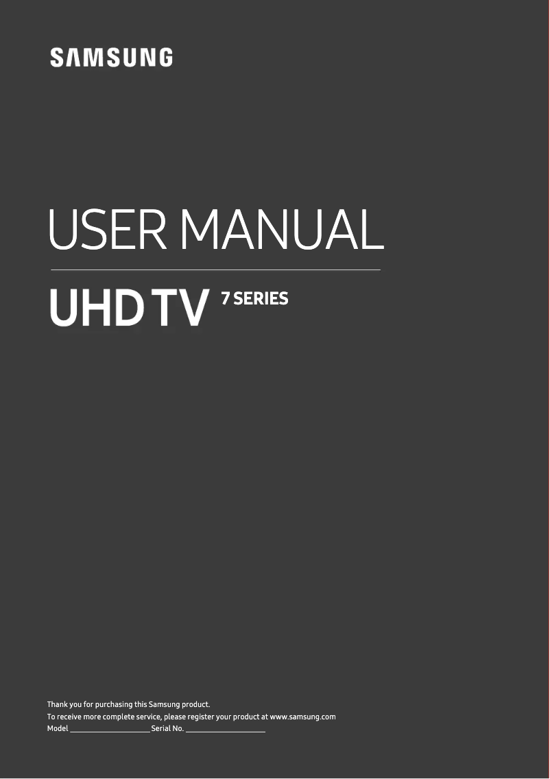 Page 1 of the manual User Manual Samsung UE58NU7105K