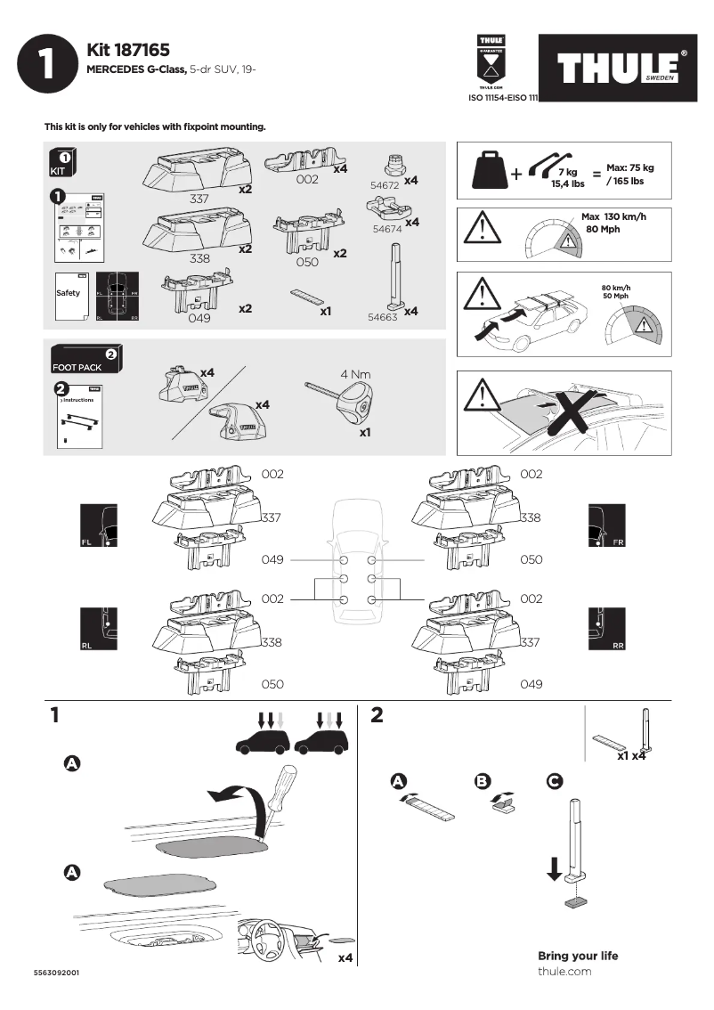 Page 1 of the manual User Manual Thule Kit 187165