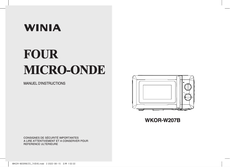 Page 1 of the manual User Manual Winia WKOR-W207B