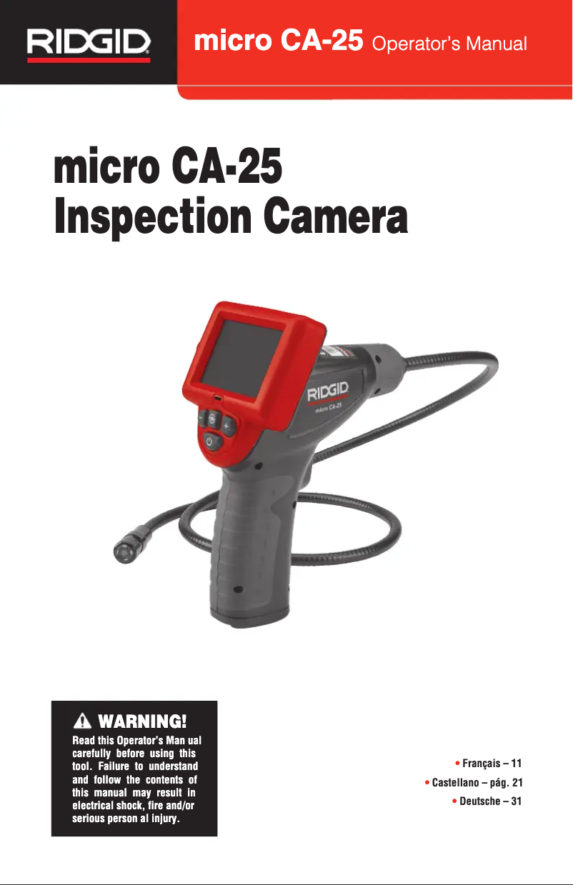 First page image of the manual for micro CA-25