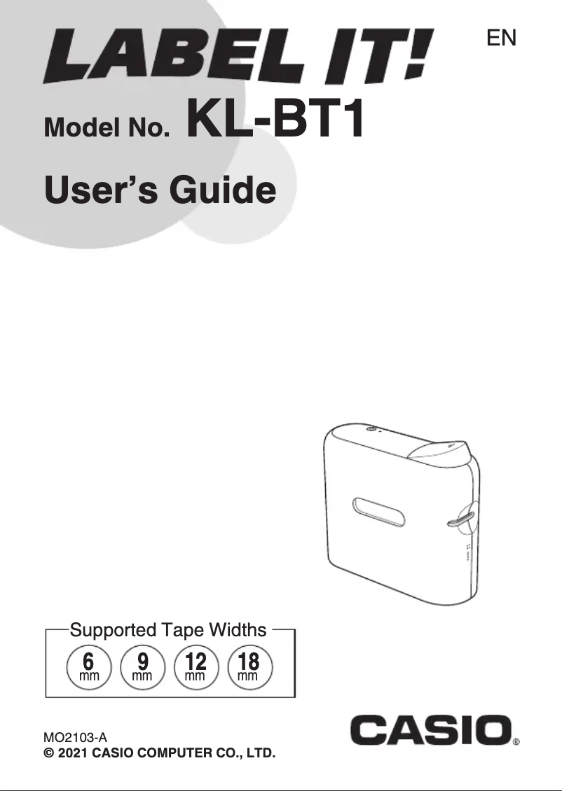 First page image of the manual for Label It! KL-BT1