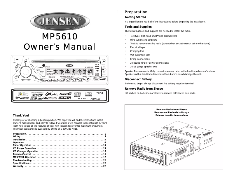First page image of the manual for MP5610