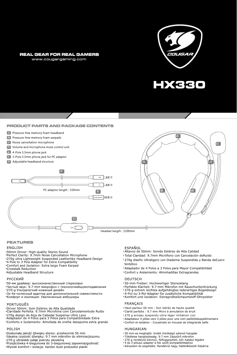 Page 1 of the manual User Manual Cougar HX330
