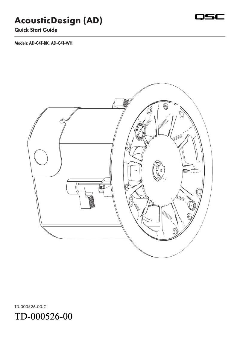 Page 1 of the manual Quick Start Guide QSC AD-C4T