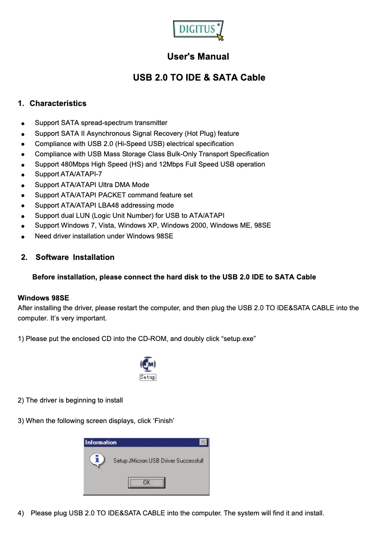 Page 1 of the manual User Manual Digitus DA-70200-1