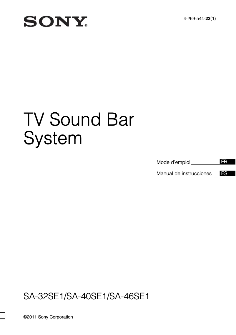 Page 1 of the manual User Manual Sony SA-46SE1