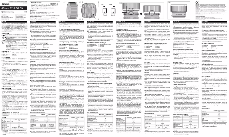 Page 1 of the manual User Manual Sigma 45mm F2.8 DG DN