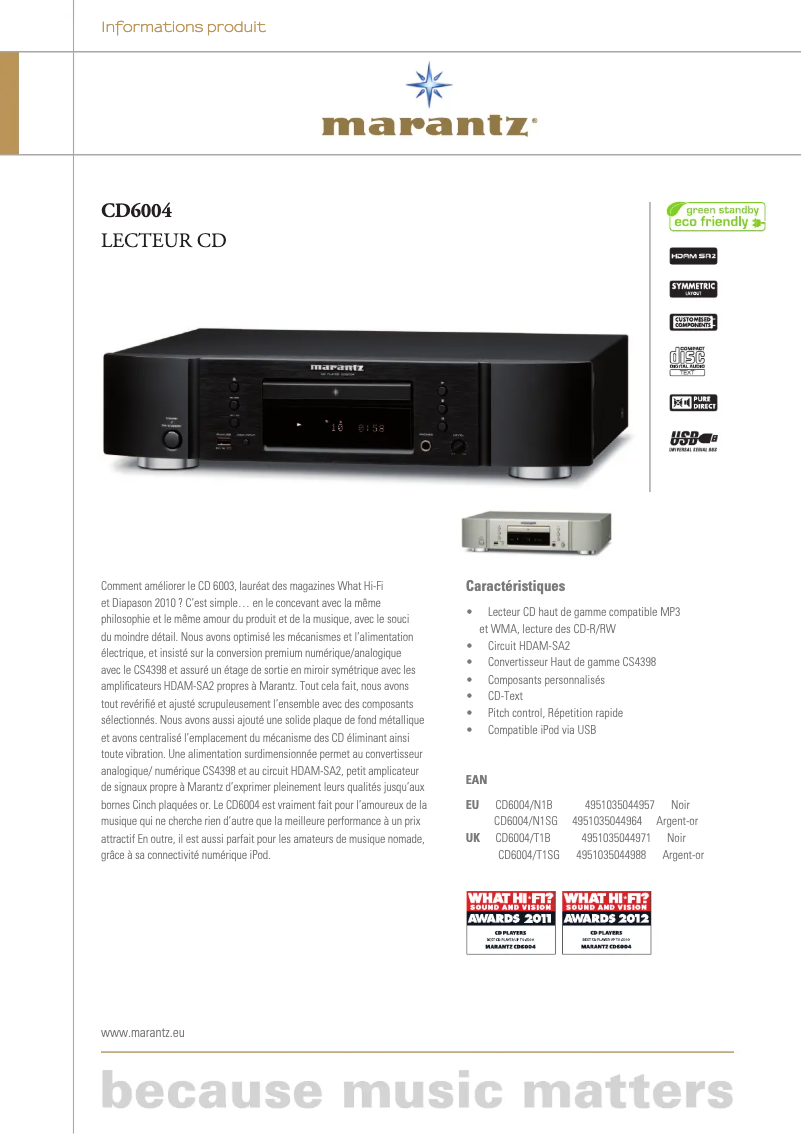 First page image of the manual for CD6004