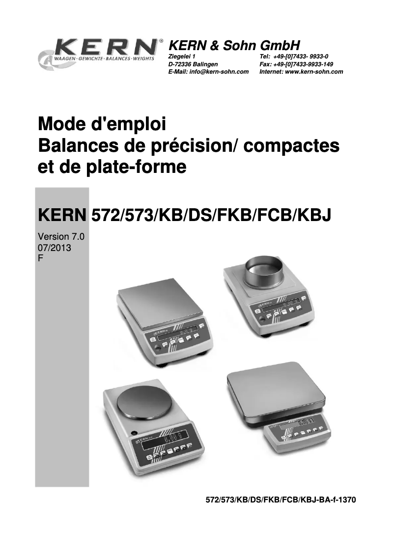 Page 1 of the manual User Manual Kern DS 16K0.1