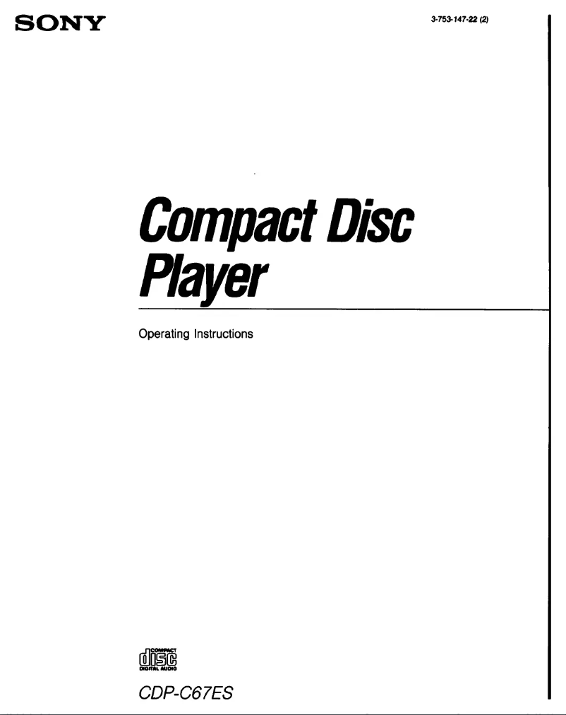 Page 1 of the manual User Manual Sony CDP-C67ES