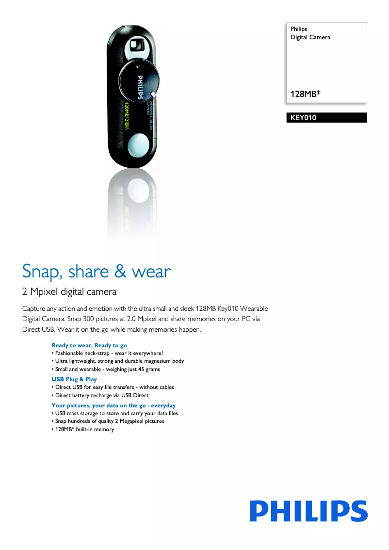 Page 1 de la notice Brochure Philips GoGear KEY010