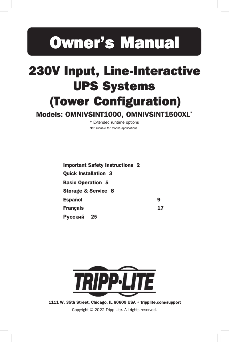 Page 1 of the manual User Manual Tripp Lite OMNIVSINT800