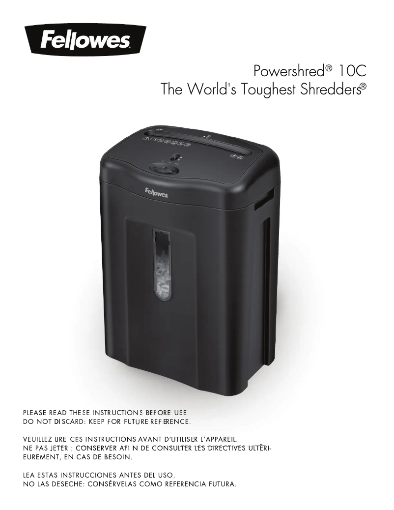 First page image of the manual for Powershred 10C