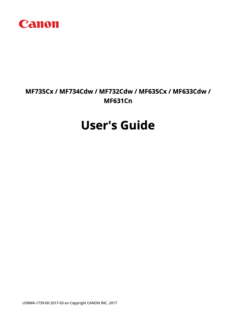 Page 1 of the manual User Manual Canon i-SENSYS MF735C