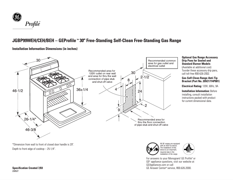 First page image of the manual for JGBP99BEHBB